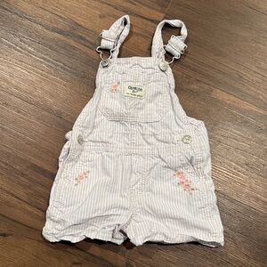 Oshkosh Striped Shortalls With Flowers 2T